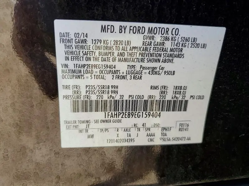 2014 FORD TAURUS SEL  