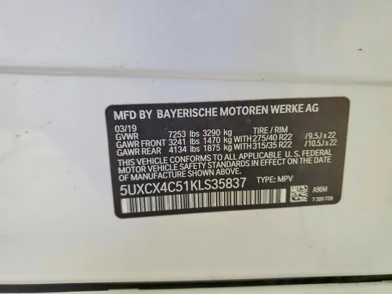 2019 BMW X7 XDRIVE50I  