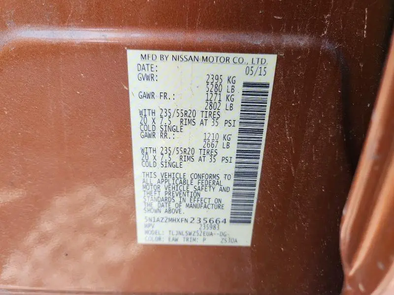 2015 NISSAN MURANO PLATINUM  