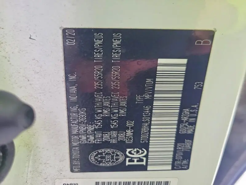 2020 TOYOTA HIGHLANDER LIMITED  