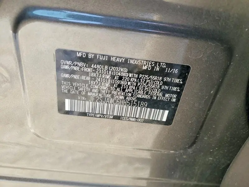 2017 SUBARU FORESTER 2.5I TOURING  