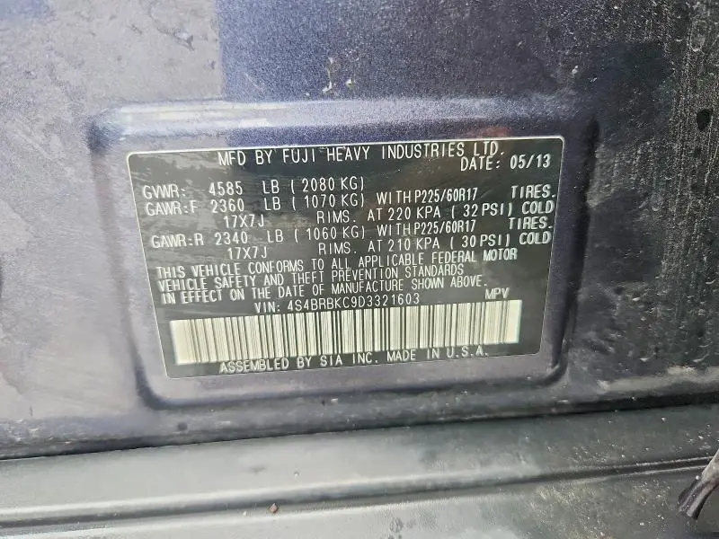 2013 SUBARU OUTBACK 2.5I LIMITED  