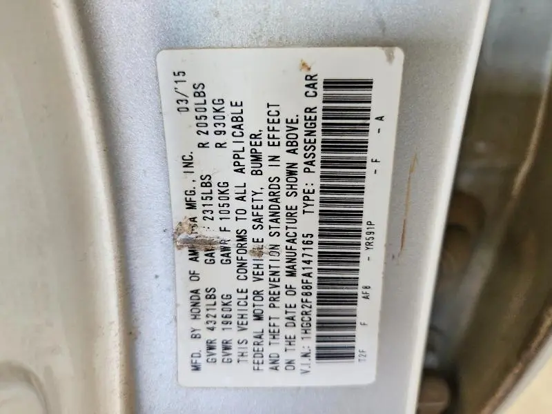 2015 HONDA ACCORD EXL  