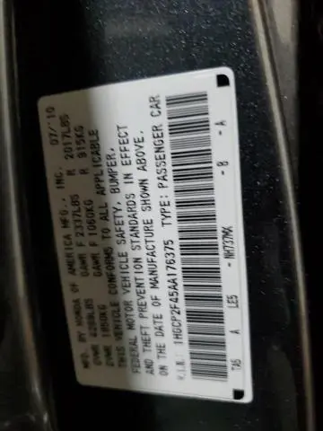 2010 HONDA ACCORD LXP  