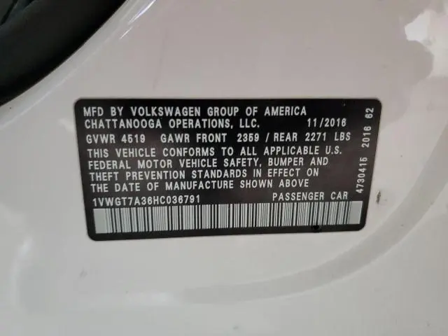 2017 VOLKSWAGEN PASSAT SE  