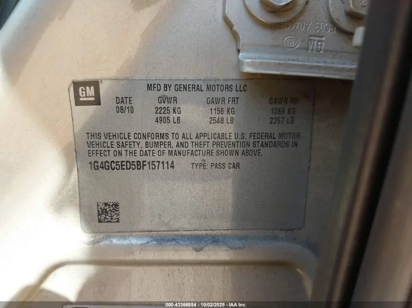 2011 BUICK LACROSSE CXL