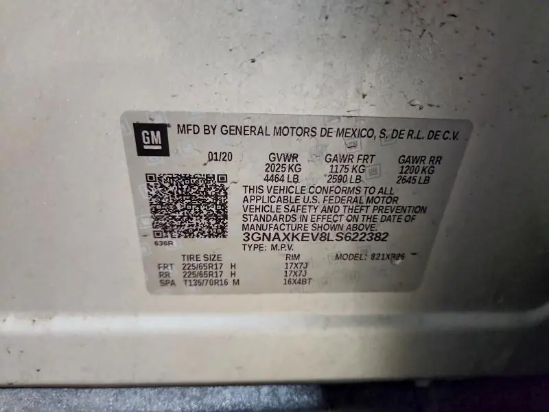 2020 CHEVROLET EQUINOX LT  