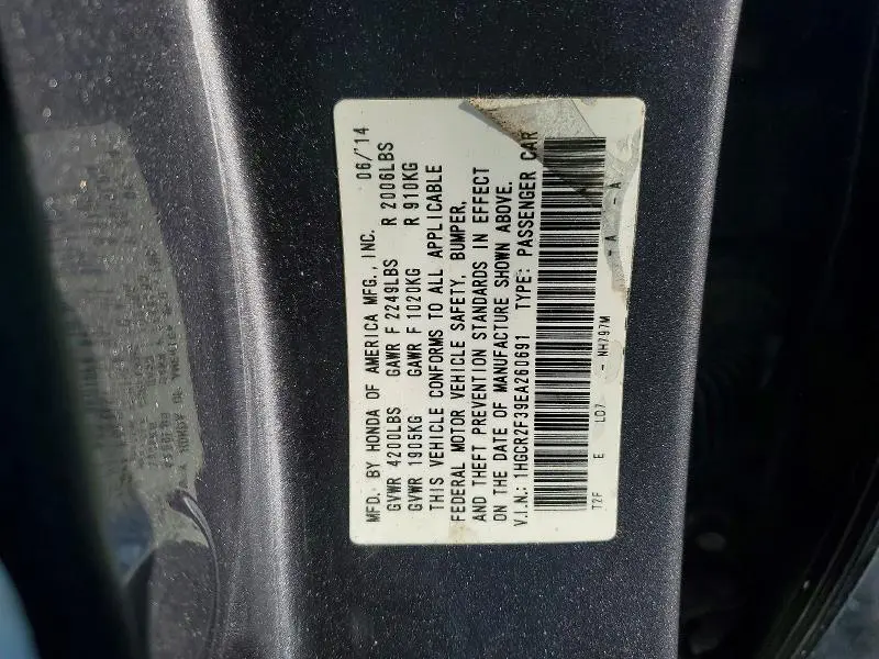 2014 HONDA ACCORD LX  