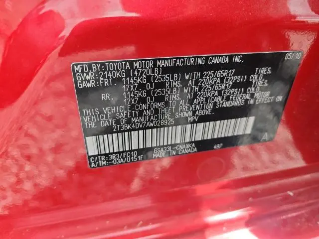 2010 TOYOTA RAV4 BASE  