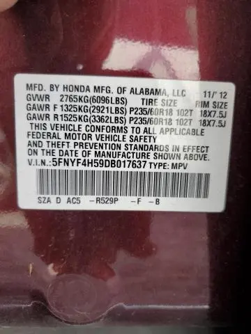 2013 HONDA PILOT EXL