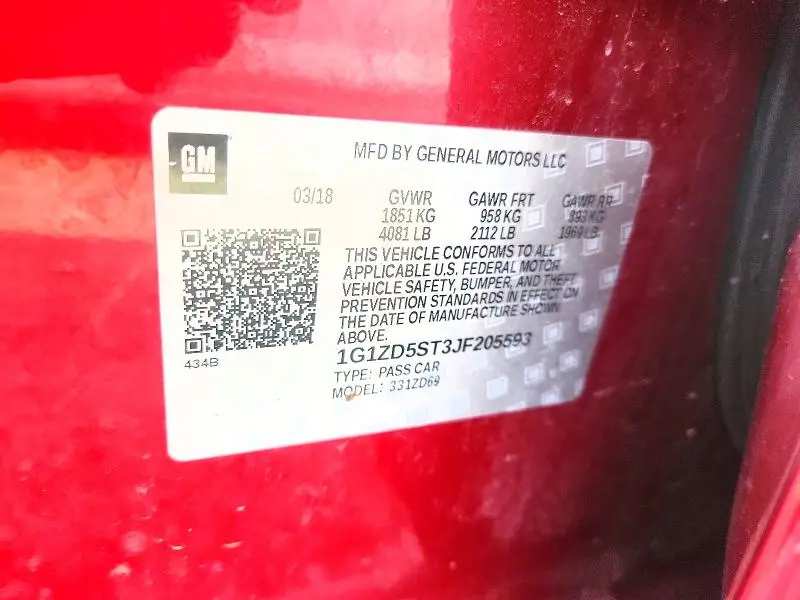 2018 CHEVROLET MALIBU LT  