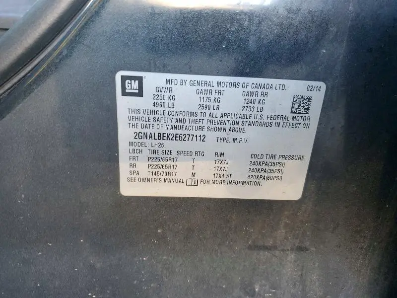 2014 CHEVROLET EQUINOX LT  