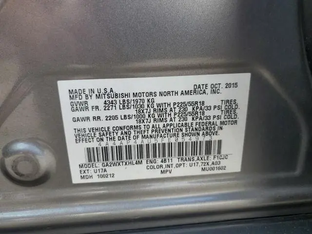 2015 MITSUBISHI OUTLANDER SPORT SE  