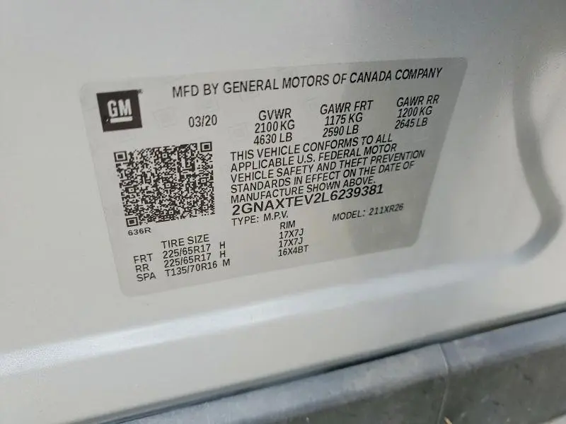 2020 CHEVROLET EQUINOX LT  