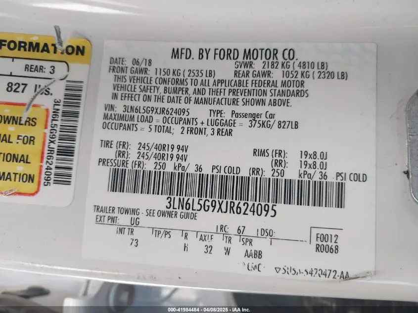 2018 LINCOLN MKZ BLACK LABEL