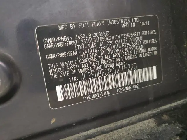 2012 SUBARU FORESTER LIMITED  
