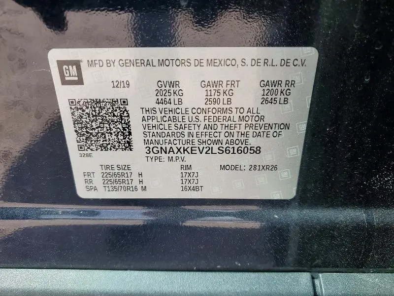2020 CHEVROLET EQUINOX LT  