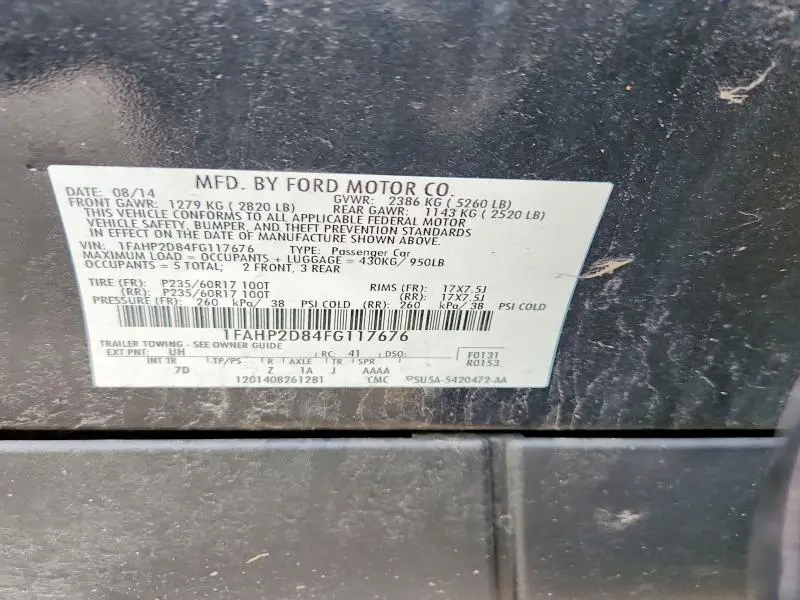 2015 FORD TAURUS SE  