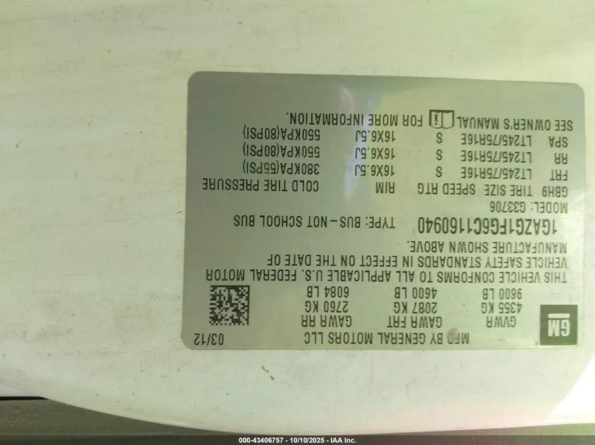 2012 CHEVROLET EXPRESS 3500 LT