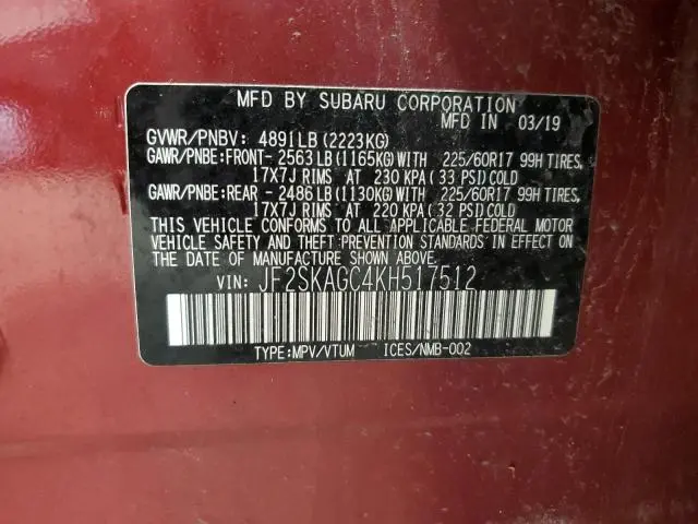 2019 SUBARU FORESTER PREMIUM  
