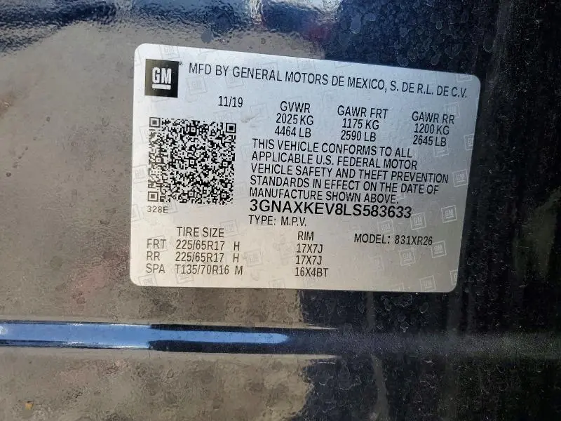 2020 CHEVROLET EQUINOX LT  