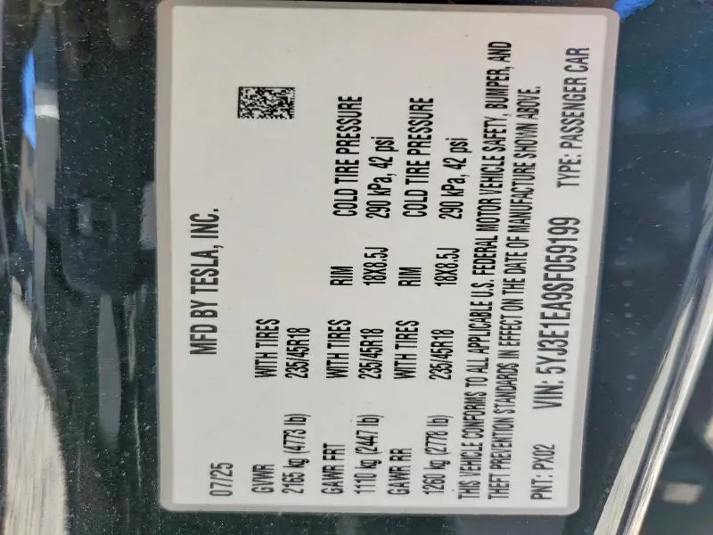2025 TESLA MODEL 3   