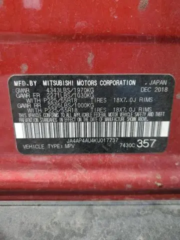 2019 MITSUBISHI OUTLANDER SPORT SE  