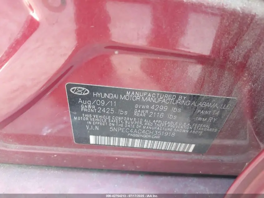 2012 HYUNDAI SONATA SE