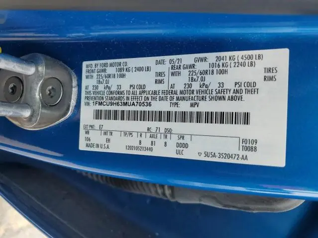 2021 FORD ESCAPE SEL  