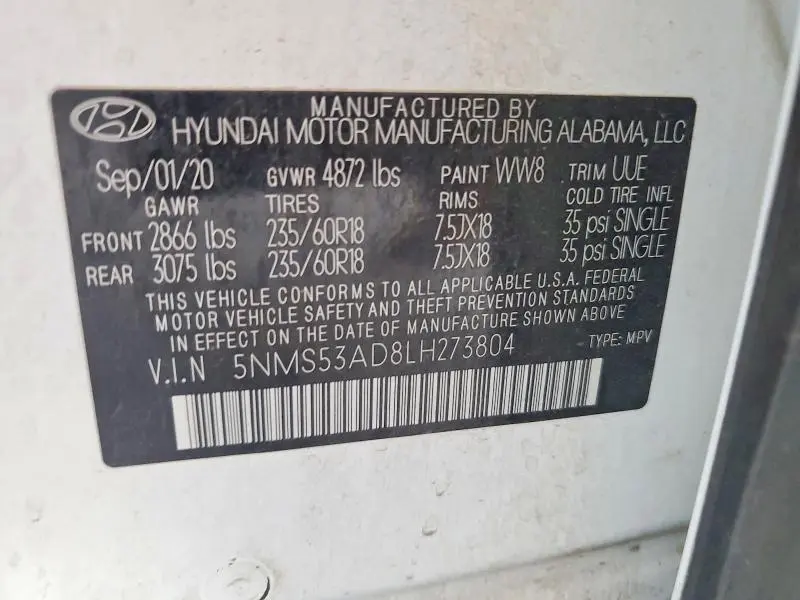2020 HYUNDAI SANTA FE LIMITED  