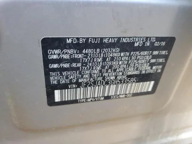 2016 SUBARU FORESTER 2.5I PREMIUM