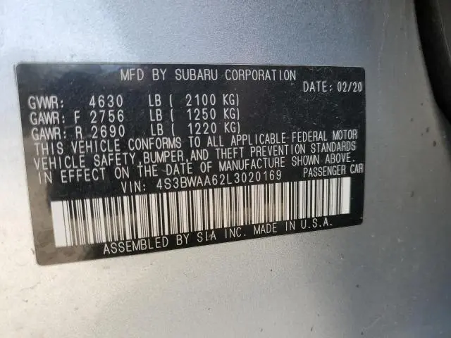 2020 SUBARU LEGACY   