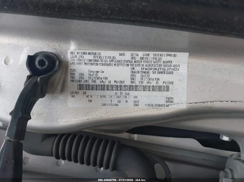 2016 FORD FOCUS SE