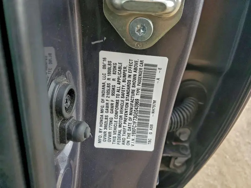 2016 HONDA CIVIC EXL  