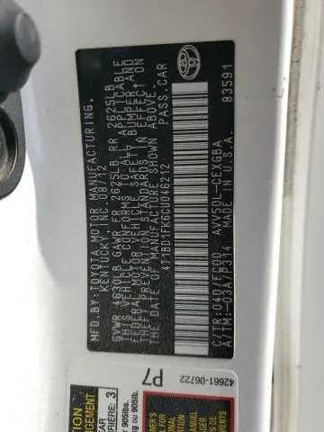 2012 TOYOTA CAMRY HYBRID  
