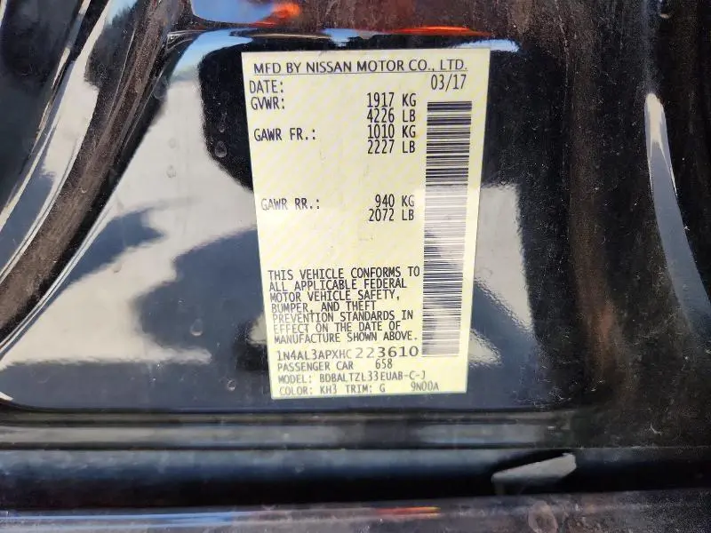2017 NISSAN ALTIMA 2.5 SL  