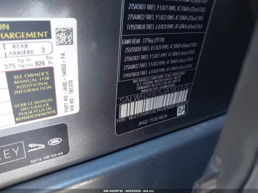 2018 LAND ROVER RANGE ROVER SPORT SUPERCHARGED/SUPERCHARGED DYNAMIC