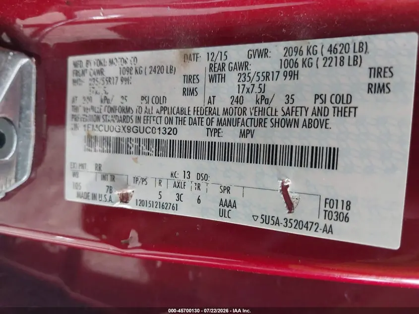 2016 FORD ESCAPE SE