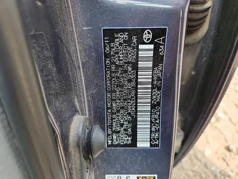 2011 TOYOTA PRIUS TWO  