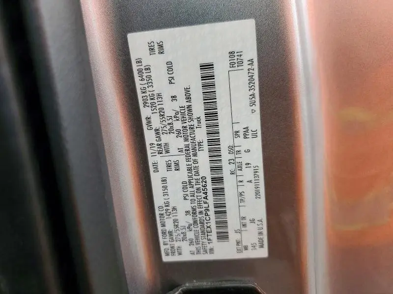 2020 FORD F150 SUPER CAB  