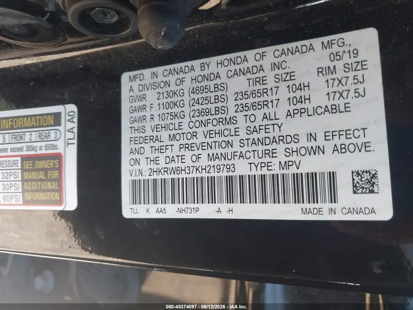 2019 HONDA CR-V LX