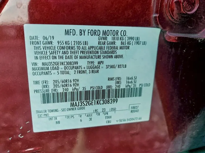 2019 FORD ECOSPORT SE  