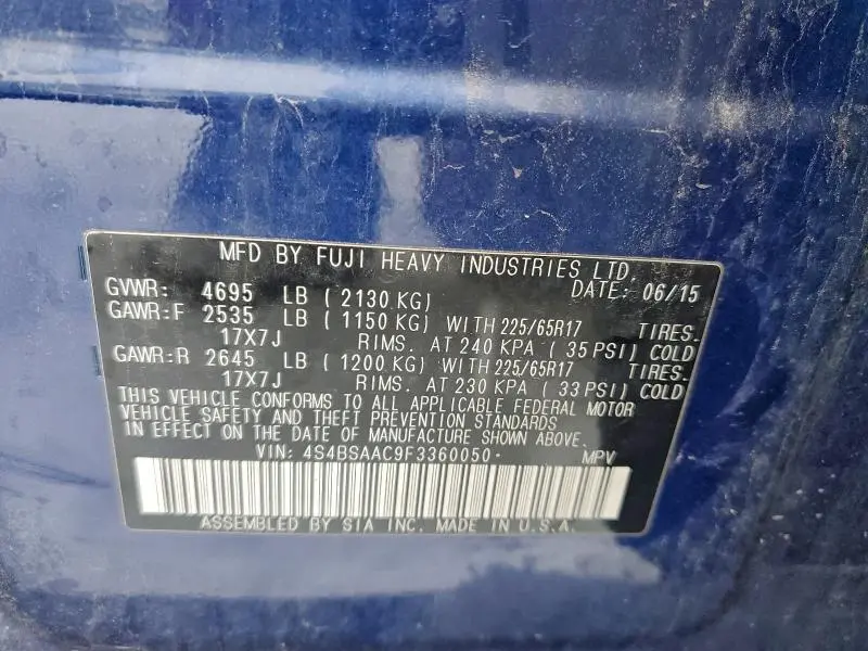 2015 SUBARU OUTBACK 2.5I  