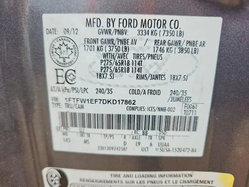2013 FORD F150 SUPERCREW  