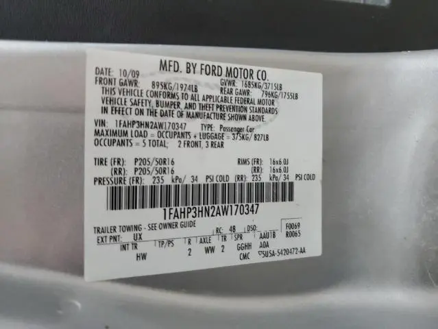 2010 FORD FOCUS SEL  
