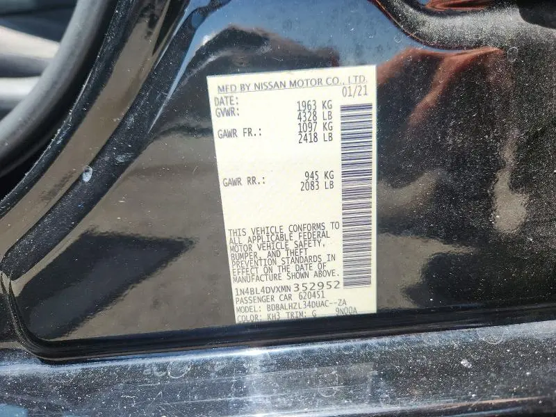 2021 NISSAN ALTIMA SV  