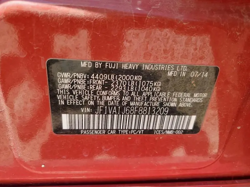 2015 SUBARU WRX LIMITED  