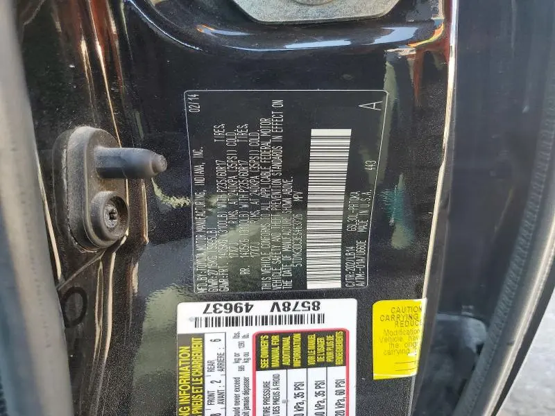 2014 TOYOTA SIENNA XLE 8-PASSENGER  