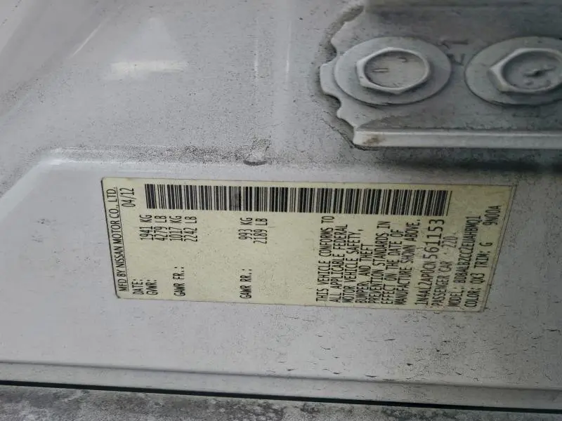 2012 NISSAN ALTIMA BASE  