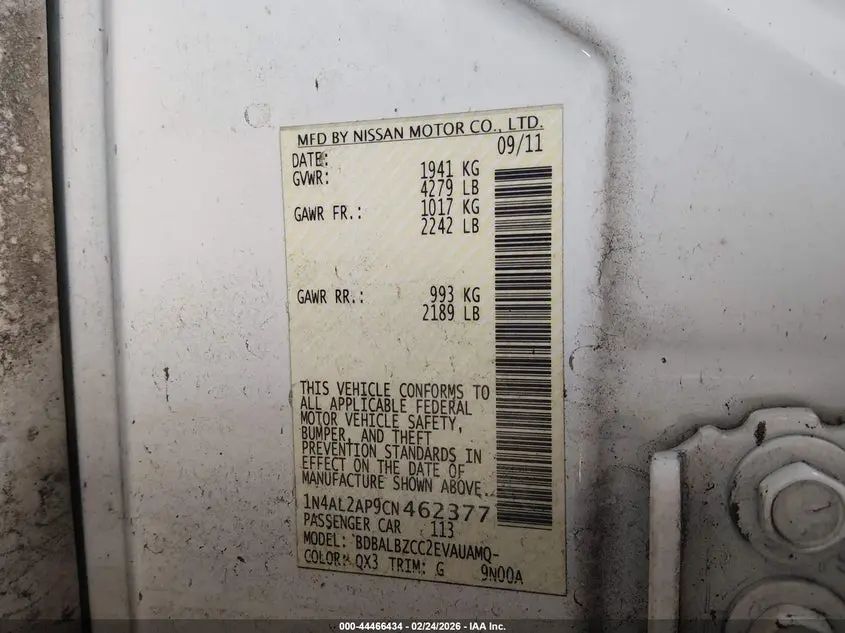 2012 NISSAN ALTIMA 2.5 S